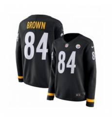 Womens Nike Pittsburgh Steelers 84 Antonio Brown Limited Black Therma Long Sleeve NFL Jersey