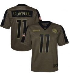 Youth Pittsburgh Steelers Chase Claypool Nike Olive 2021 Salute To Service Game Jersey