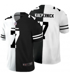 Men 49ers 7 Colin Kaepernick Black and White Splite Fashion Vapor Limited Jersey