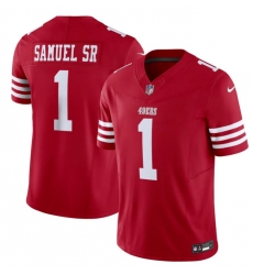 Men San Francisco 49ers 1 Deebo Samuel SR Red 2024 F U S E Vapor Untouchable Limited Stitched Football Jersey