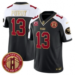 Men San Francisco 49ers 13 Brock Purdy Balck F U S E  Golden Gate Bridge With 1 Star C Patch Alternate Vapor Limited Stitched Football Jersey