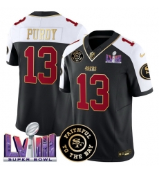 Men San Francisco 49ers 13 Brock Purdy Black Alternate 2025 F U S E Faithful 26 Super Bowl LVIII Patch Vapor Limited Stitched Football Jersey Men San Francisco 49ers 13 Brock Purdy Black Alternate 2025 F U S E Faithful 26 Super Bowl LVIII Patch Vapor Limited Stitched Football Jersey