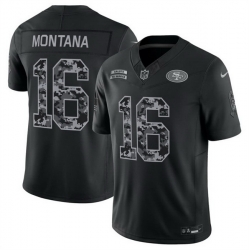 Men San Francisco 49ers  16 Joe Montana Black F U S E  2026 Salute to Service Limited Stitched Football Jersey