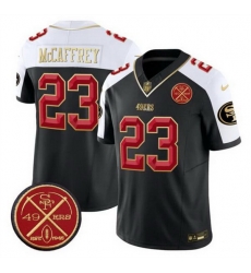 Men San Francisco 49ers 23 Christian McCaffrey Black Alternate F U S E  Est 1946 Patch Vapor Limited Stitched Football Jersey