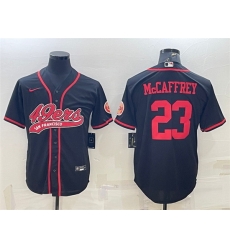 Men San Francisco 49ers 23 Christian McCaffrey Black With Patch Cool Base Stitched Baseball Jersey II