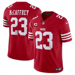 Men San Francisco 49ers 23 Christian McCaffrey Red 2025 F U S E  With 2 Star C Patch Vapor Untouchable Limited Stitched Football Jersey