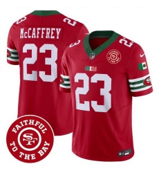 Men San Francisco 49ers 23 Christian McCaffrey Red F U S E  Mexico Faithful To The Bay Patch Vapor Limited Stitched Football Jersey