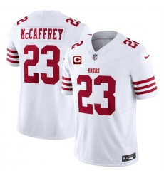 Men San Francisco 49ers 23 Christian McCaffrey White 2025 F U S E  With 2 Star C Patch Vapor Untouchable Limited Stitched Football Jersey