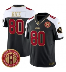 Men San Francisco 49ers 80 Jerry Rice Balck F U S E  Golden Gate Bridge Patch Alternate Vapor Limited Stitched Football Jersey