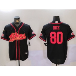 Men San Francisco 49ers 80 Jerry Rice Black With Patch Cool Base Stitched Baseball Jersey 5