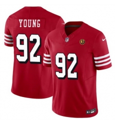 Men San Francisco 49ers 92 Chase Young New Red 2023 F U S E  With John Madden Patch Vapor Limited Stitched Football Jersey