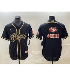 Men San Francisco 49ers Black Team Big Logo With Patch Cool Base Stitched Baseball Jerseys