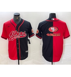 Men San Francisco 49ers Red Black Split Team Big Logo With Patch Cool Base Stitched Baseball Jerseys