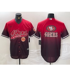 Men San Francisco 49ers Team Big Logo Red Black With Patch Cool Base Stitched Baseball Jersey 7