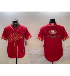 Men San Francisco 49ers Team Big Logo Red Cool Base Stitched Baseball Jersey