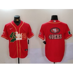 Men San Francisco 49ers Team Big Logo Red With Patch Cool Base Stitched Baseball Jersey 1