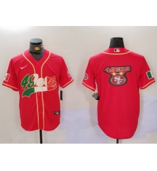 Men San Francisco 49ers Team Big Logo Red With Patch Cool Base Stitched Baseball Jerseys 9