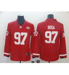 Nike 49ers 97 Nick Bosa Red Therma Long Sleeve Jersey