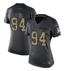 Nike 49ers #94 Solomon Thomas Black Womens Stitched NFL Limited 2016 Salute to Service Jersey