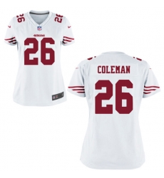 Women Nike 49ers #26 Tevin Coleman White Game Jersey