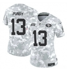 Women San Francisco 49ers 13 Brock Purdy 2024 F U S E Arctic Camo Salute To Service Limited Stitched Jersey