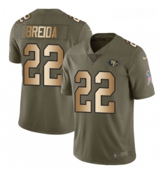 Youth Nike San Francisco 49ers 22 Matt Breida Limited OliveGold 2017 Salute to Service NFL Jersey