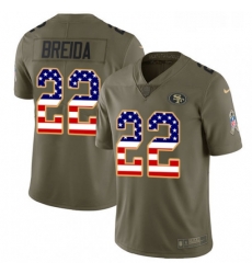 Youth Nike San Francisco 49ers 22 Matt Breida Limited OliveUSA Flag 2017 Salute to Service NFL Jersey