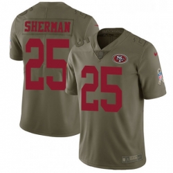 Youth Nike San Francisco 49ers 25 Richard Sherman Limited Olive 2017 Salute to Service NFL Jersey