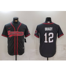 Men Tampa Bay Buccaneers  12 Tom Brady Black Cool Base Stitched Baseball Jersey 2