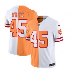 Men Tampa Bay Buccaneers 45 Devin White 2023 F U S E  White Gold Split Throwback Limited Stitched Jersey