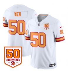 Men Tampa Bay Buccaneers 50 Vita Vea White 2025 F U S E 50th Anniversary Patch Vapor Limited Stitched Jersey Men Tampa Bay Buccaneers 50 Vita Vea White 2025 F U S E 50th Anniversary Patch Vapor Limited Stitched Jersey