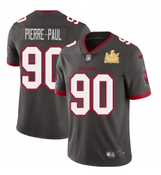 Men Tampa Bay Buccaneers 90 Jason Pierre Paul Men Super Bowl LV Champions Patch Nike Pewter Alternate Vapor Limited Jersey