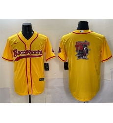 Men Tampa Bay Buccaneers Team Big Logo Gold Cool Base Stitched Baseball Jersey