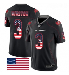 Mens Nike Tampa Bay Buccaneers 3 Jameis Winston Limited Black Rush USA Flag NFL Jersey