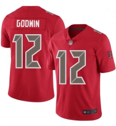 Youth Buccaneers 12 Chris Godwin Red Stitched Football Limited Rush Jersey