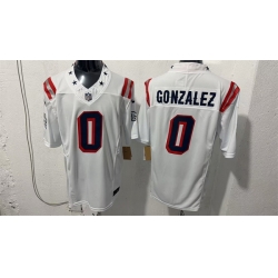 Men New England Patriots  0 Christian Gonzalez White F U S E  Vapor Limited Stitched Football Jersey