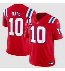 Men New England Patriots  10 Drake Maye Red 2026 F U S E  2 Star C Pach Vapor Limited Stitched Football Jersey