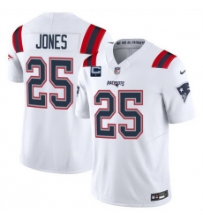 Men New England Patriots 25 Marcus Jones White 2025 F U S E  With 1 Star C Patch Vapor Limited Stitched Football Jersey