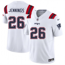 Men New England Patriots 26 Terrell Jennings White 2025 F U S E  Vapor Limited Stitched Football Jersey
