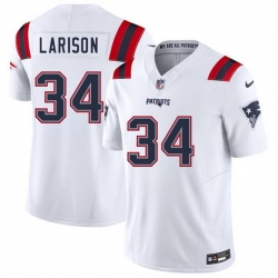 Men New England Patriots 34 Lan Larison White 2025 F U S E  Vapor Limited Stitched Football Jersey