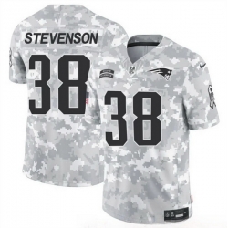 Men New England Patriots 38 Rhamondre Stevenson 2024 F U S E Arctic Camo Salute To Service Limited Stitched Jersey