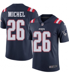 Men Nike Patroits #26 Sony Michel Navy Blue Rush Vapor Untouchable Limited Jersey