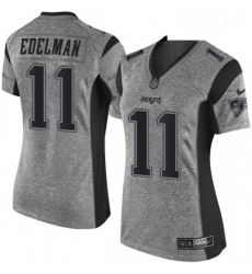 Womens Nike New England Patriots 11 Julian Edelman Limited Gray Gridiron NFL Jersey