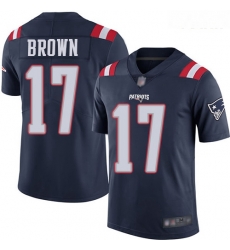 Patriots #17 Antonio Brown Navy Blue Youth Stitched Football Limited Rush Jersey