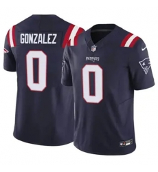 Youth New England Patriots 0 Christian Gonzalez Blue Stitched Vapor Limited Jersey