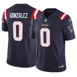 Youth New England Patriots 0 Christian Gonzalez Blue Stitched Vapor Limited Jersey