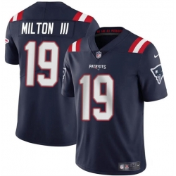 Youth New England Patriots 19 Joe Milton III Navy 2024 Vapor Limited Stitched Football Jersey