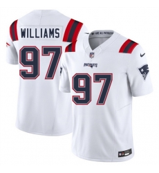 Youth New England Patriots 97 Milton Williams White 2025 F U S E Vapor Limited Stitched Football Jersey