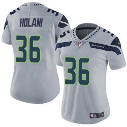 Women Seattle Seahawks 36 George Holani Grey Vapor Limited Stitched Football Jersey