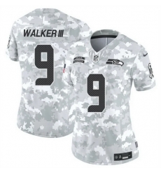 Women Seattle Seahawks 9 Kenneth Walker III 2024 F U S E Arctic Camo Salute To Service Limited Stitched Football Jersey